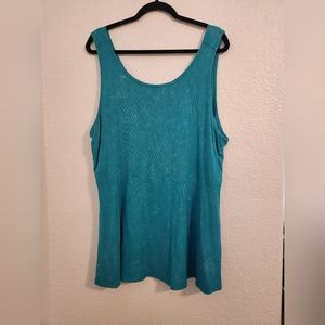 Torrid tank top turquoise ribbed peplum shirt ribbed mineral wash Size 4 NWOT